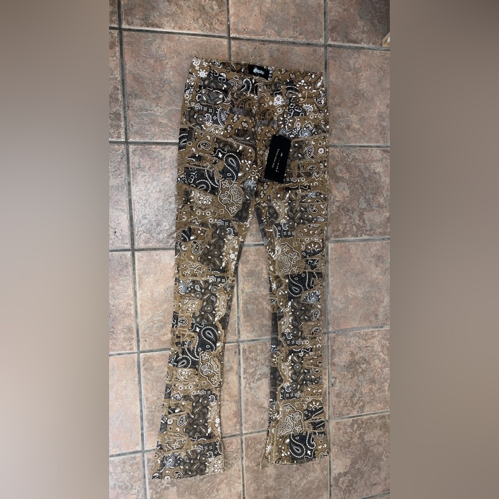 Guapi Jeans Mens 32 Bandanna Brown Flare Limited Edition Pants